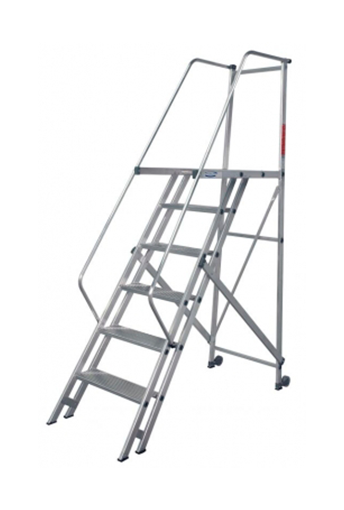 Aluminium platform ladder with hand railing